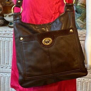 Coach Penelope Crossbody Leather Bag in Brown Snake Print Trim No. F1168-F16533